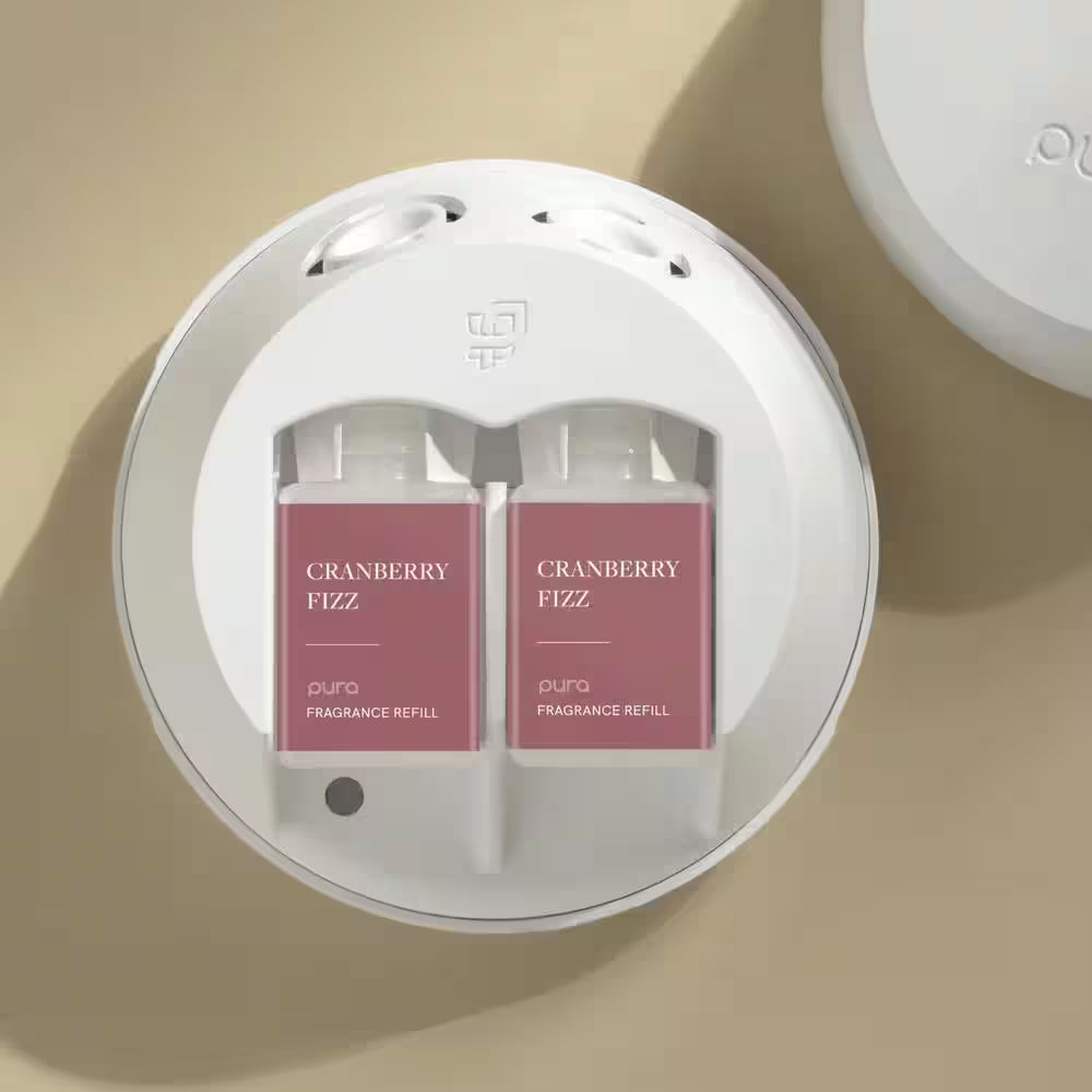 Cranberry Fizz - Seasonal Home Fragrance Refill for Smart Fragrance Diffusers - up to 120-Hours per Vial (2-Pack) Red