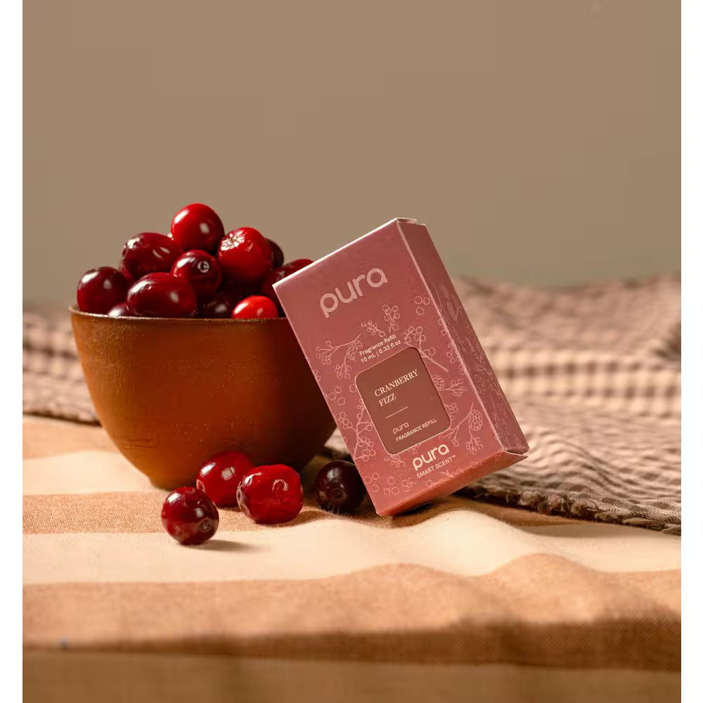 Cranberry Fizz - Seasonal Home Fragrance Refill for Smart Fragrance Diffusers - up to 120-Hours per Vial (2-Pack) Red